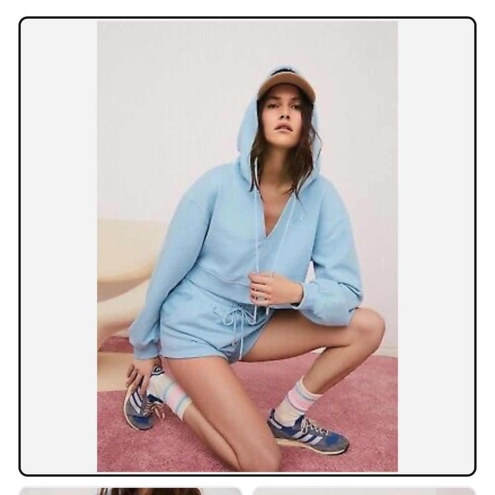 For Love of Lemons Pastel Blue Harper Cropped Hoodie Sweatshirt Long Sleeve
